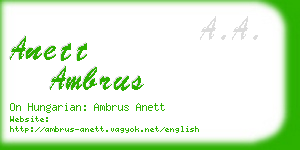 anett ambrus business card